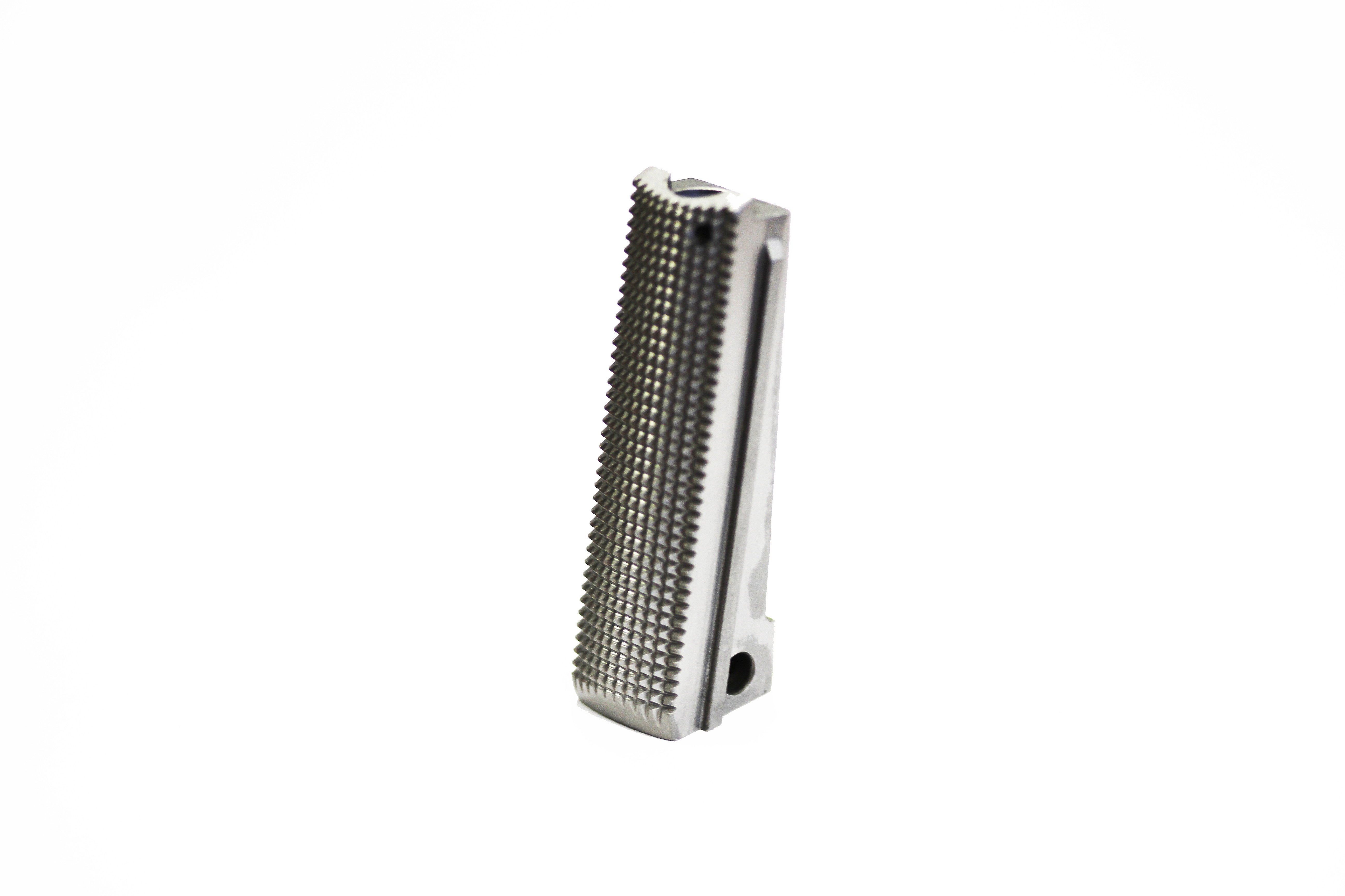 Mainspring Housing, 1911 Style, Flat, Checkered, Stainless Caspian Arms